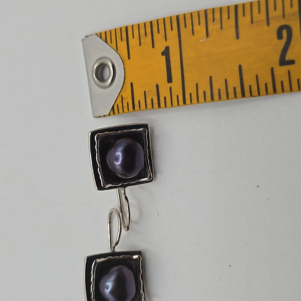 Silpada Sterling Silver Black Pearl Earrings - Picture 4 of 5